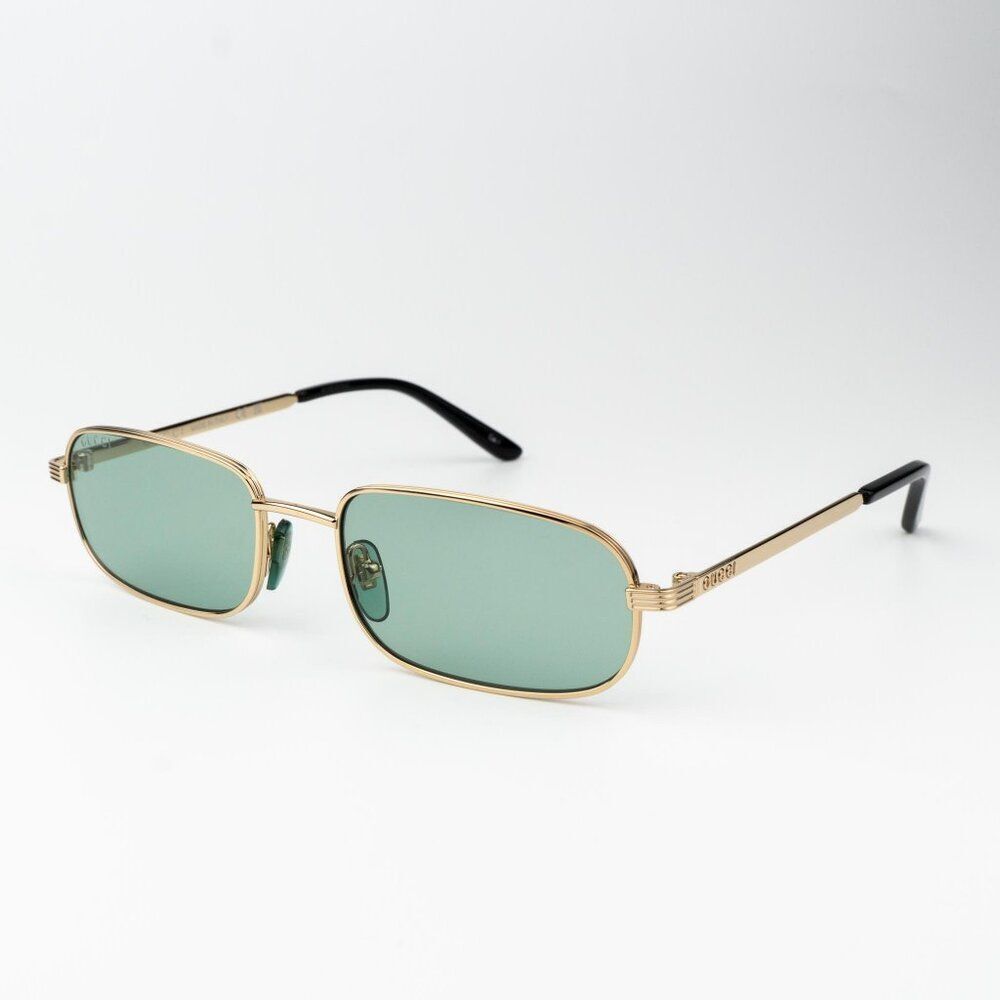 Gucci Women Sunglasses Gold Green Rectangle Gg1457s 005 Brand New